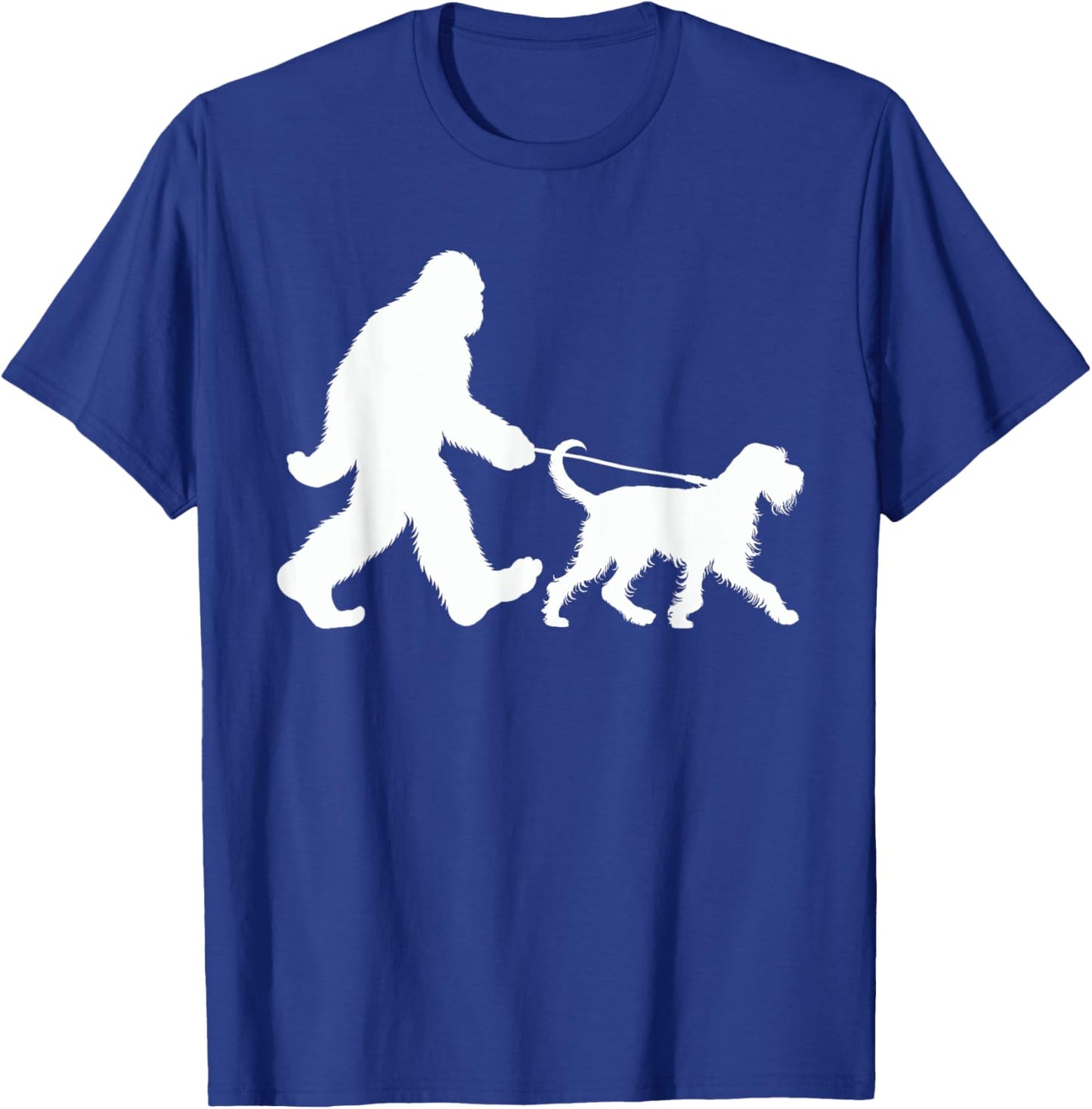 Bigfoot Walking a Dog Funny Wirehaired Pointing Griffon Dad T-Shirt - T-Shirt | Royal