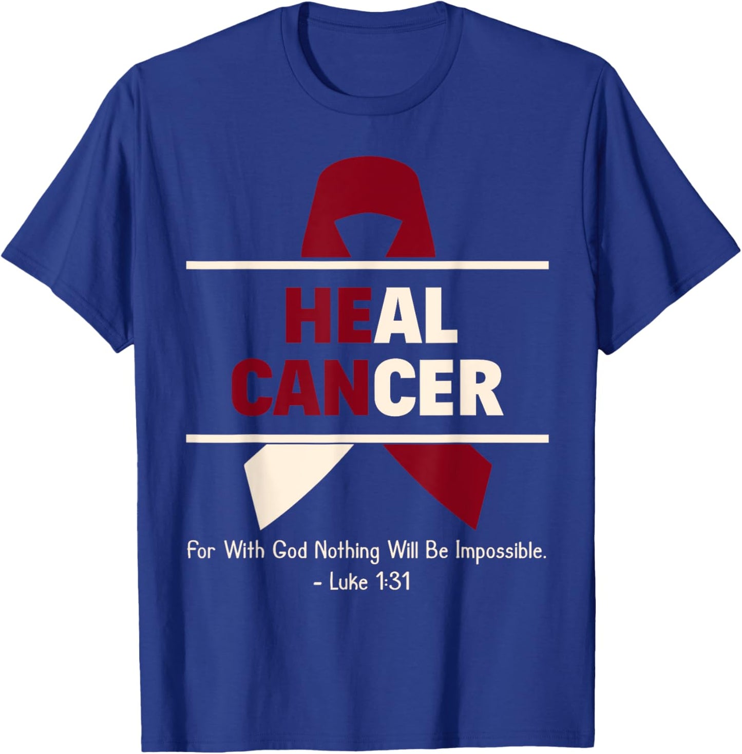 Heal Oral Head & Neck Cancer Christian Cancer Survivor Gift T-Shirt - T-Shirt | Royal