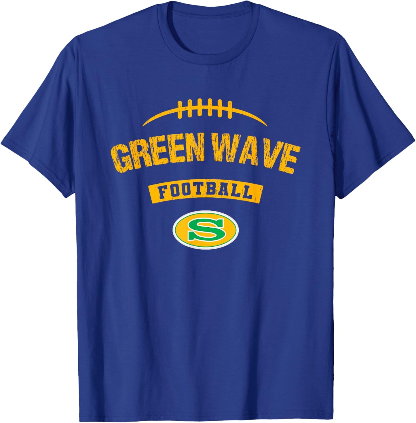 Summerville Green Wave Logo Football Distressed HS T-Shirt - T-Shirt | Royal