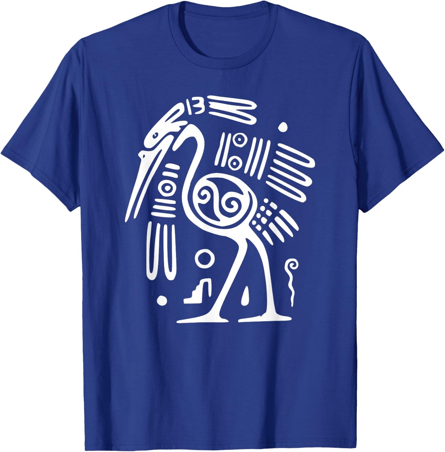 Ibis Ornithology White Line Drawing Bird Shirt T-Shirt - T-Shirt | Royal