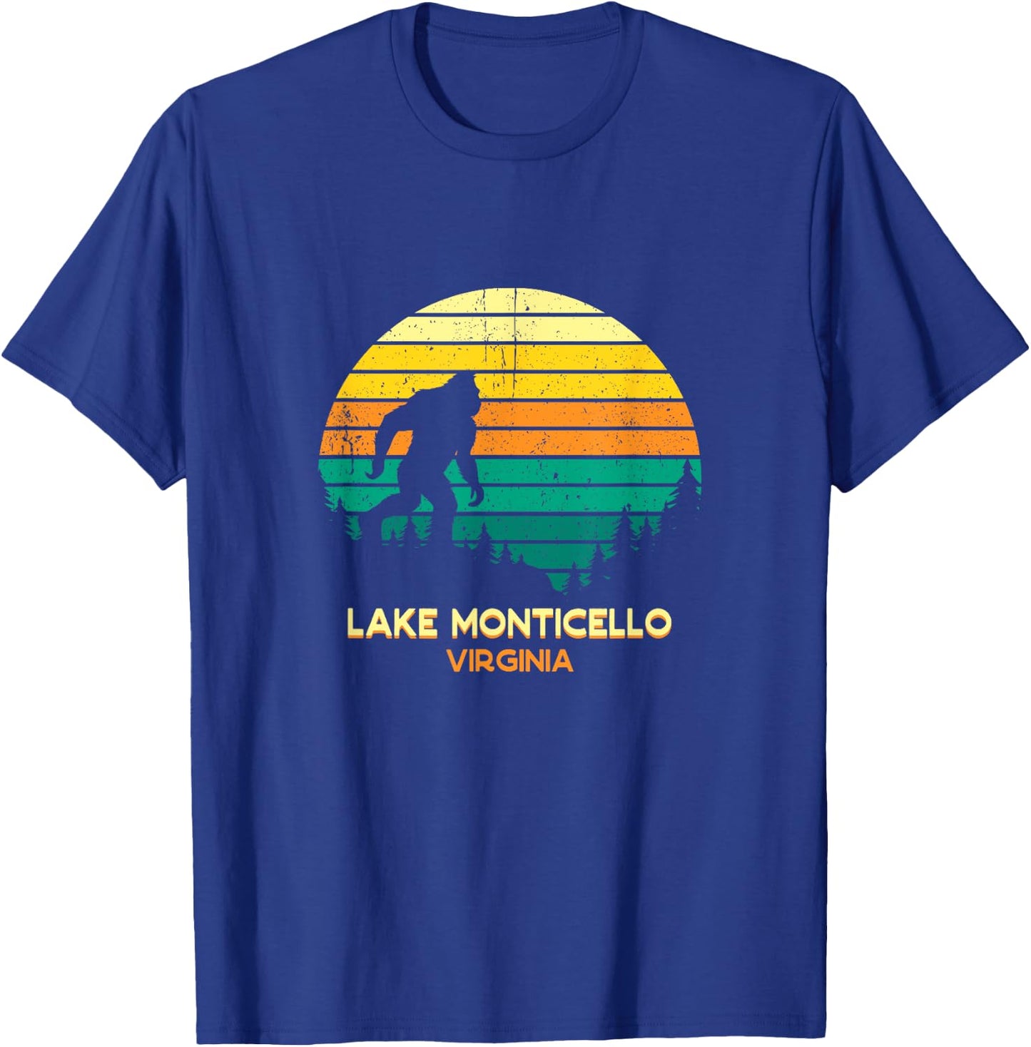 Retro Lake Monticello, Virginia Big foot Souvenir T-Shirt - T-Shirt | Royal