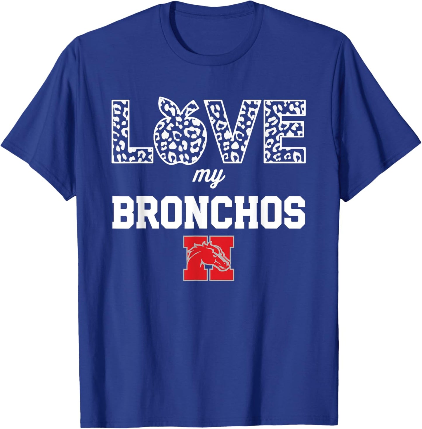 Holly Bronchos Logo Love My Team HS T-Shirt - T-Shirt | Royal