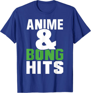 Anime And Bong Hits - Kuwaii Art Asian Animation Style Weed T-Shirt - T-Shirt | Royal