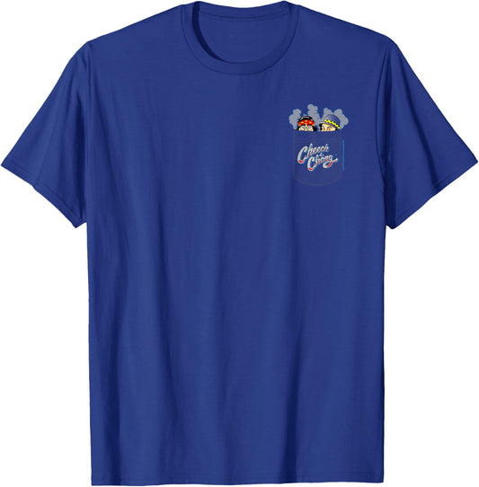 Cheech & Chong Smoking & Peeking From Chest Faux Pocket T-Shirt - T-Shirt | Royal
