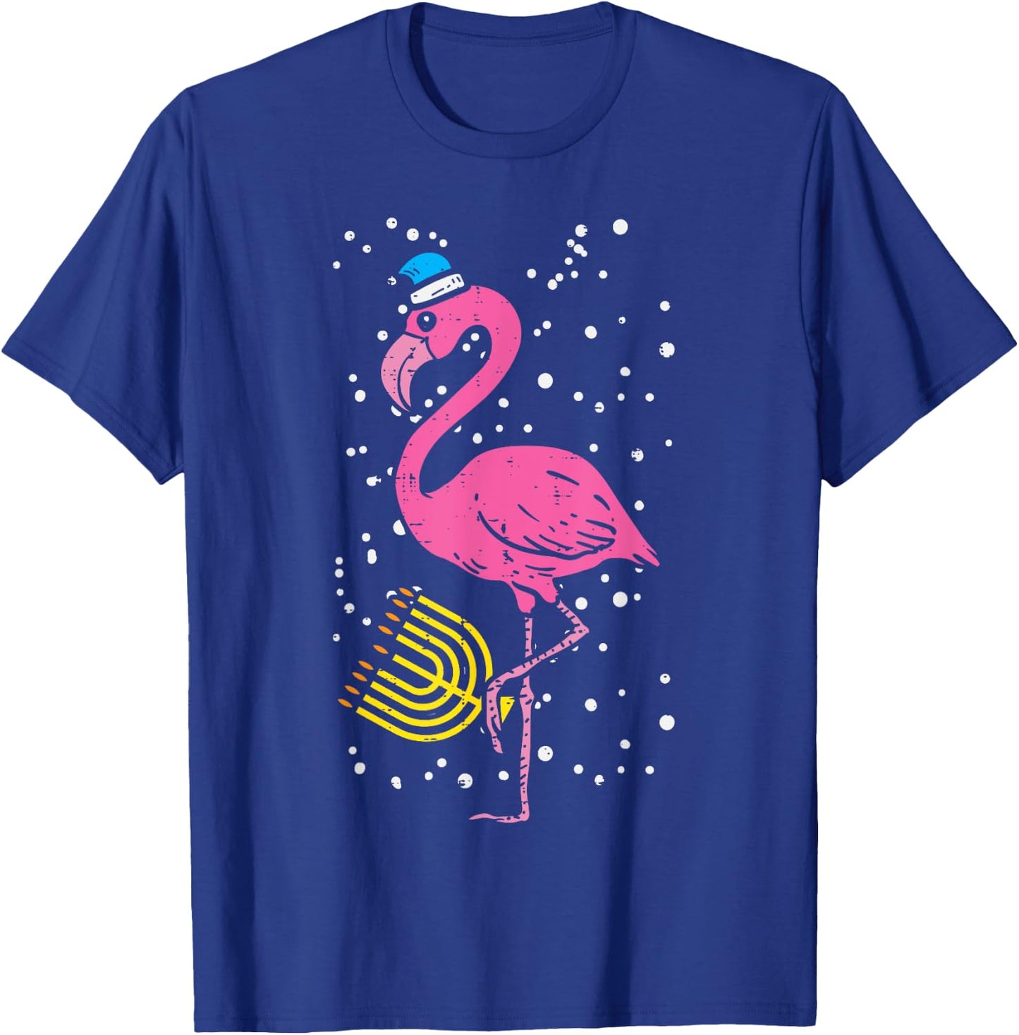 Jewish Flamingo Menorah Bird Lover Hanukkah Chanukah Gift T-Shirt - T-Shirt | Royal