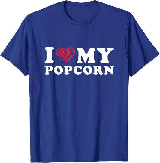 I Love My Popcorn I Heart My Popcorn T-Shirt - T-Shirt | Royal