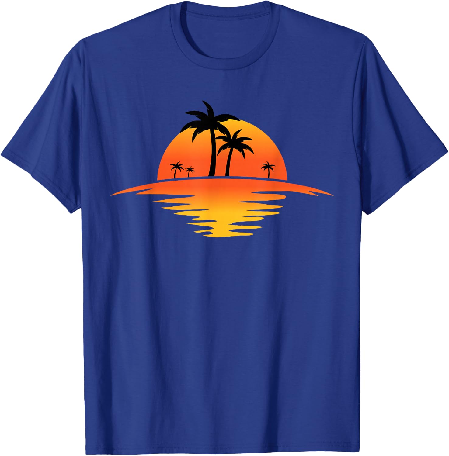 Sunset Beach Silhouette Tropical Palm Tree Sunny Lover Gift T-Shirt - T-Shirt | Royal