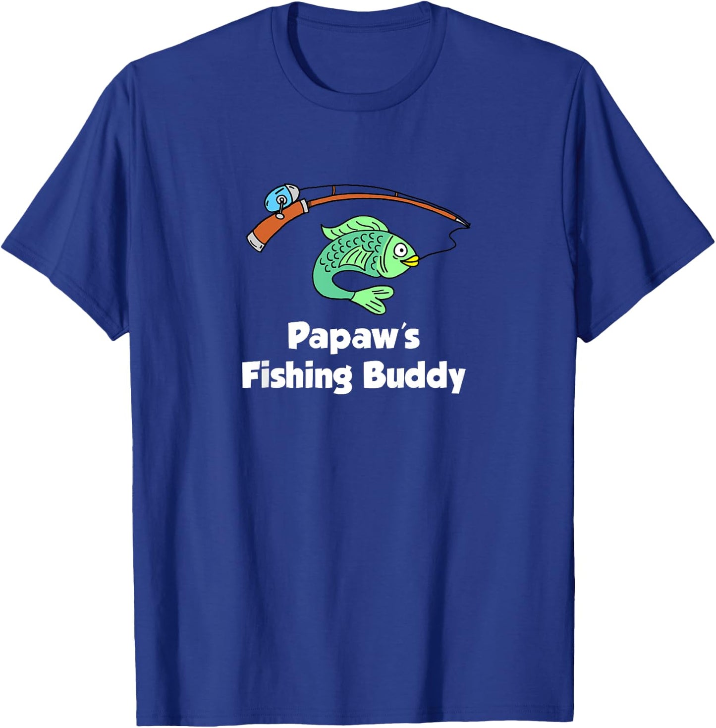 Papaw's Fishing Buddy Grandson or Granddaughter Fish T-Shirt - T-Shirt | Royal