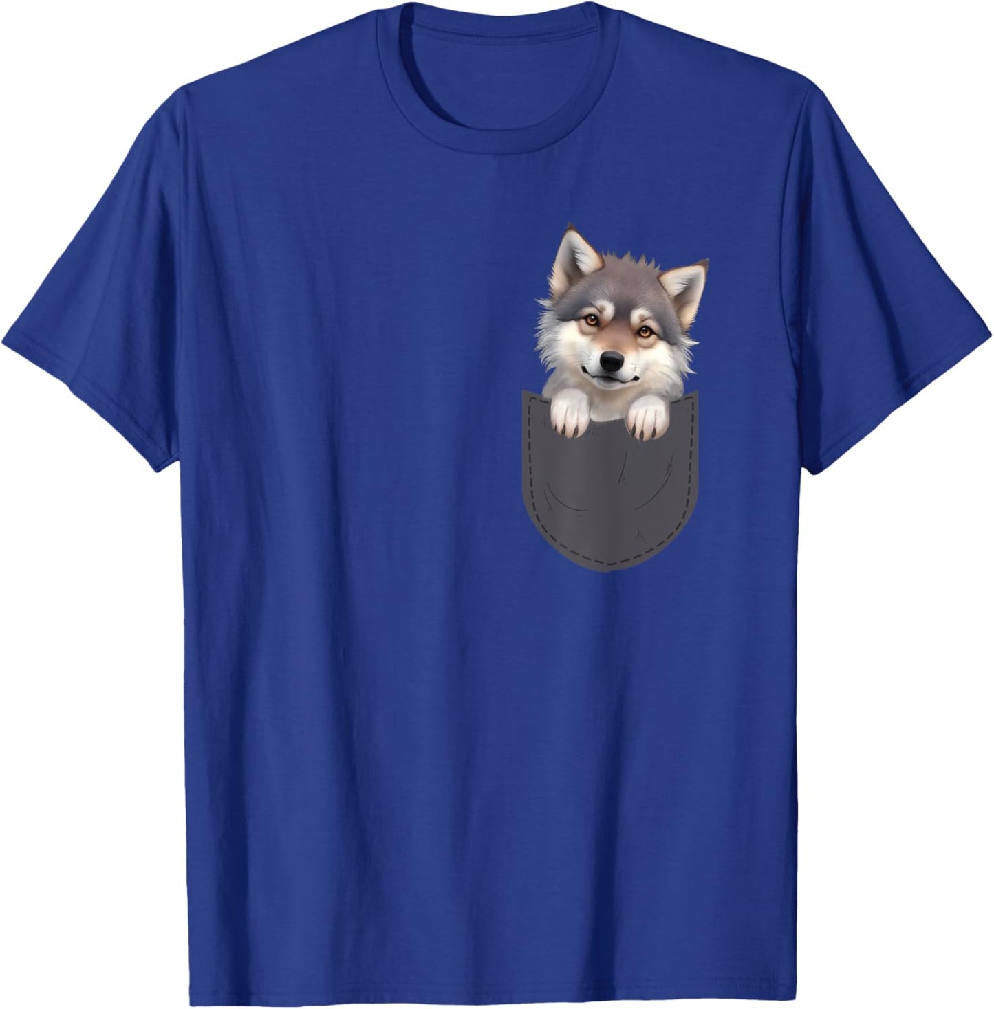 Wolf In Pocket - Wildlife Animal Lover T-Shirt - T-Shirt | Royal