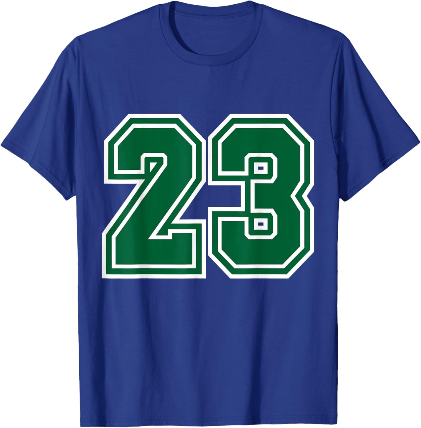 Number #23 White Green Varsity Sports Team T-Shirt - T-Shirt | Royal