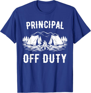 Camping Principal Off Duty Funny Camper Gift T-Shirt - T-Shirt | Royal