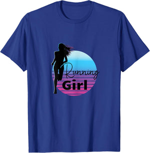 Running Girl - Running and Jogging Female Runner T-Shirt - T-Shirt | Royal