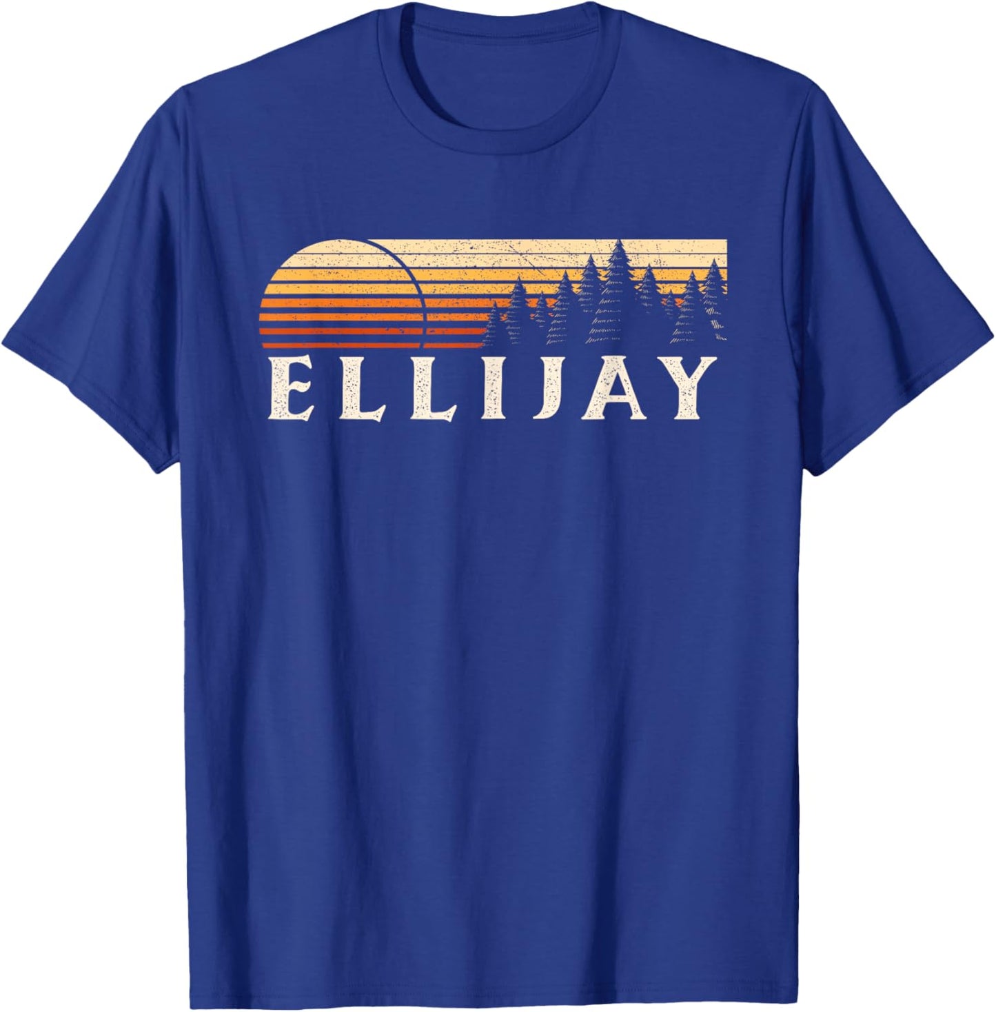 Ellijay, NC Vintage Evergreen Sunset Eighties Retro T-Shirt - T-Shirt | Royal