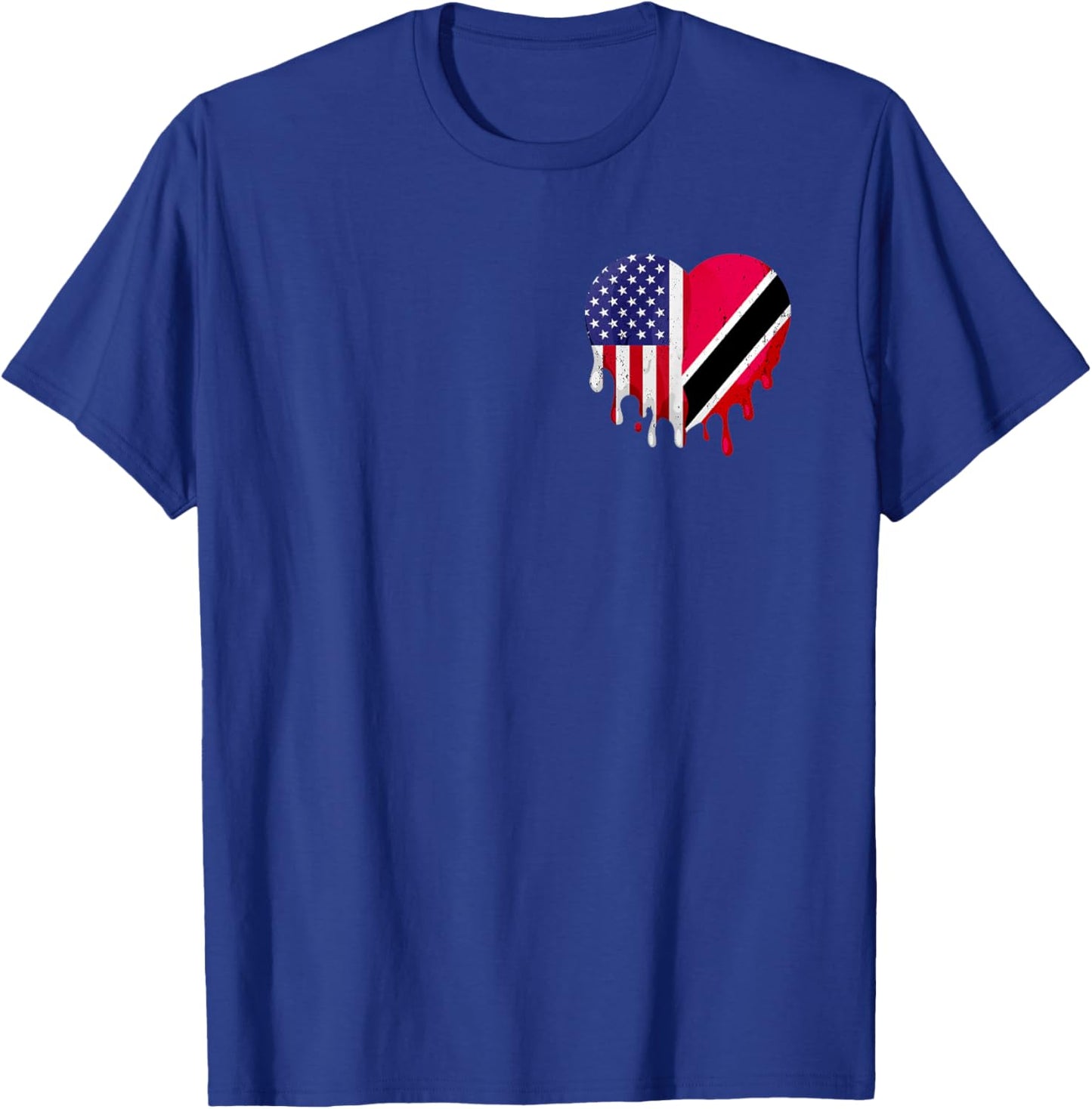 Trinidad & Tobago Heritage American Grown Heart USA Flag T-Shirt - T-Shirt | Royal