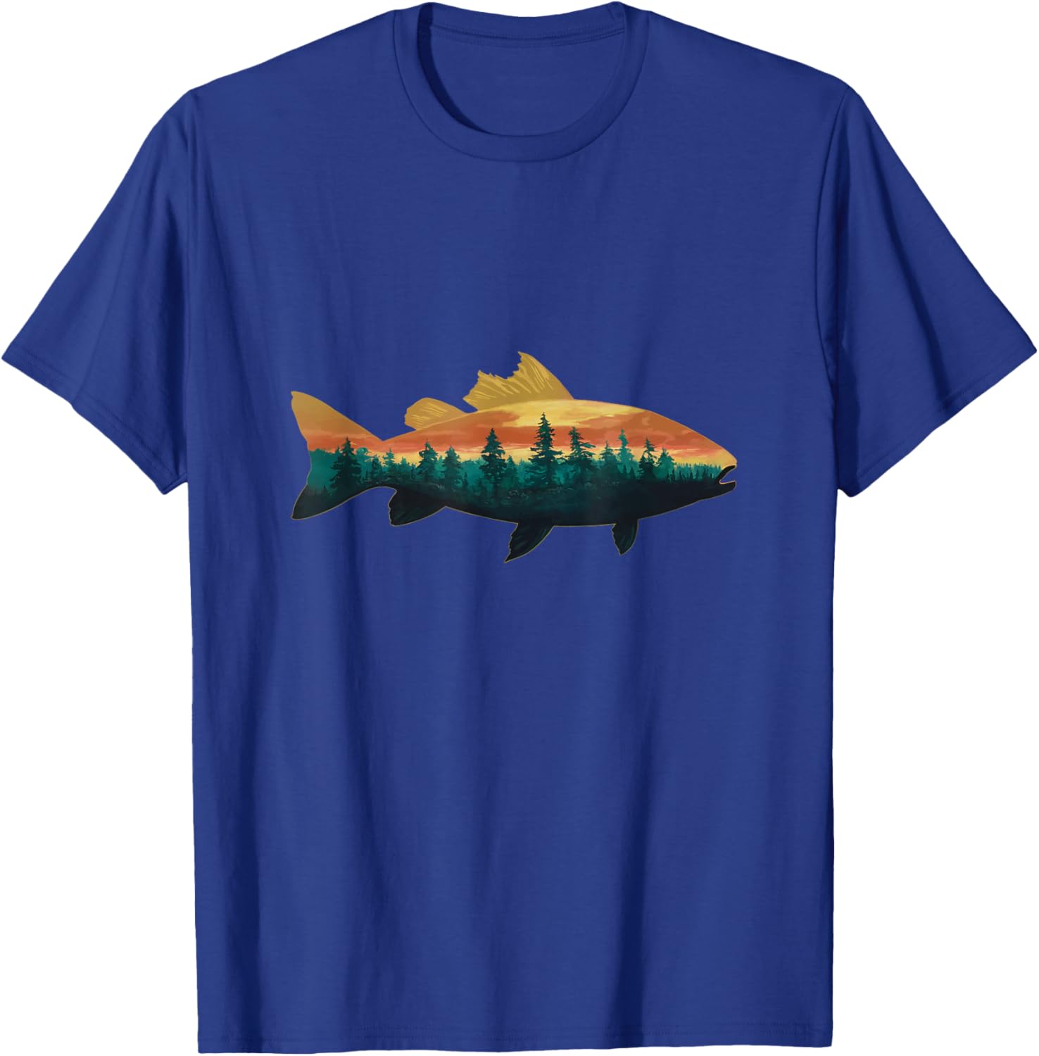 Fishing Bass Wildlife Outdoors Nature Forest Graphic Men T-Shirt - T-Shirt | Royal