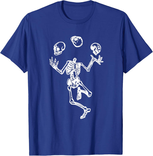 Skeleton Juggling Skulls Halloween Skull Skeleton Juggler T-Shirt - T-Shirt | Royal
