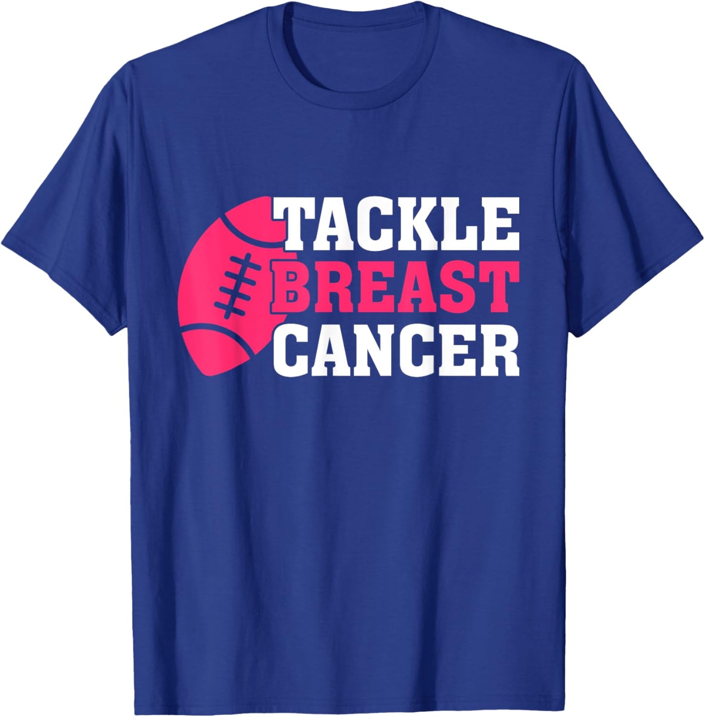 Tackle Breast Cancer Awareness Football Pink Ribbon Boys Kid T-Shirt - T-Shirt | Royal