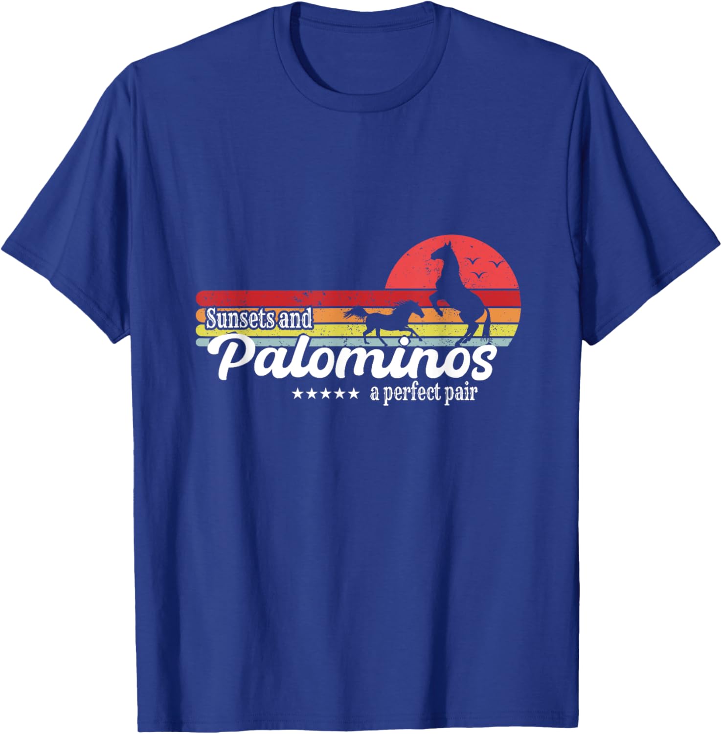 Vintage Sunset Horse Riding Palomino Breed Cowgirl T-Shirt - T-Shirt | Royal
