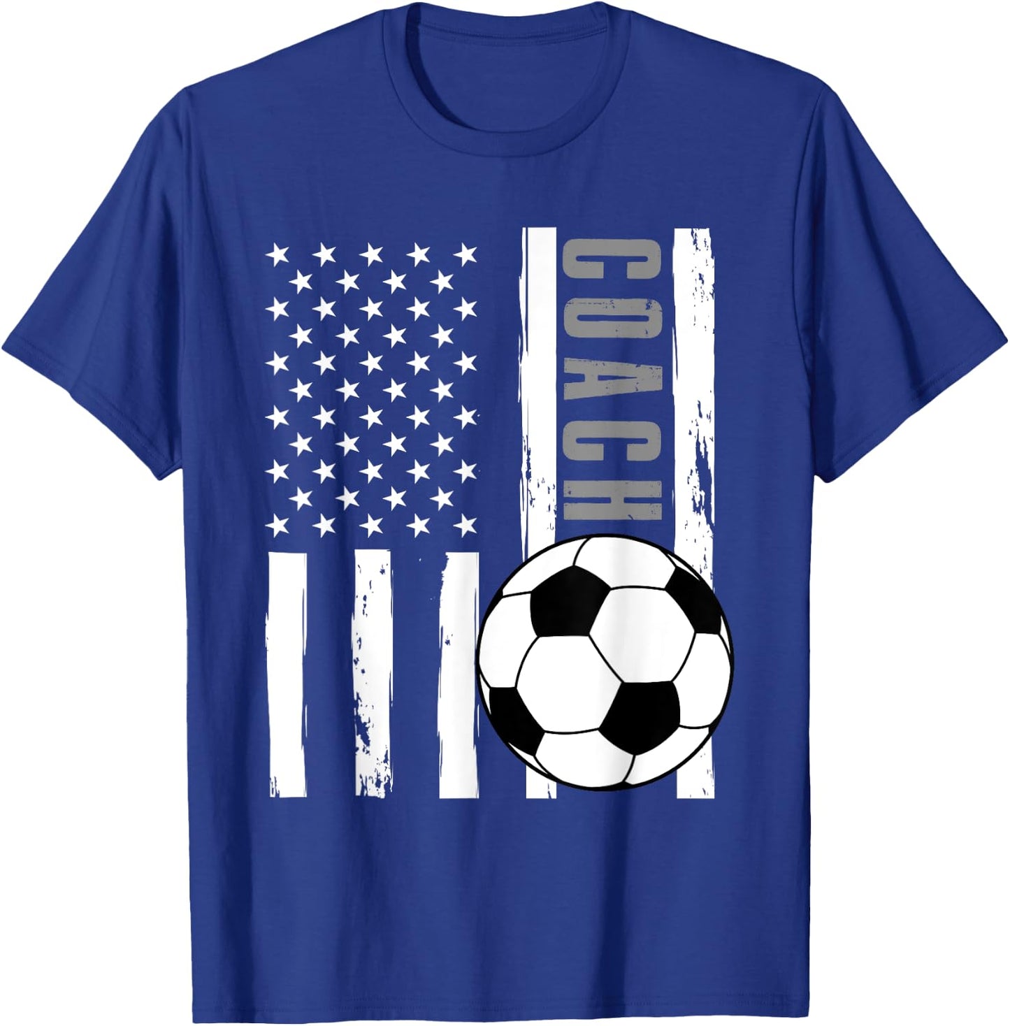 USA Flag Soccer Coach Funny Soccer Trainer American Outfit T-Shirt - T-Shirt | Royal