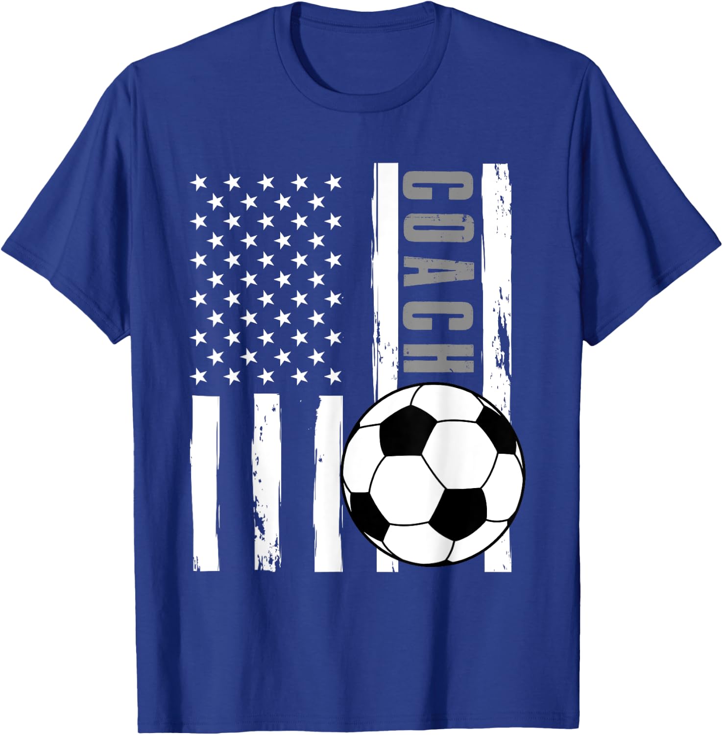 USA Flag Soccer Coach Funny Soccer Trainer American Outfit T-Shirt - T-Shirt | Royal