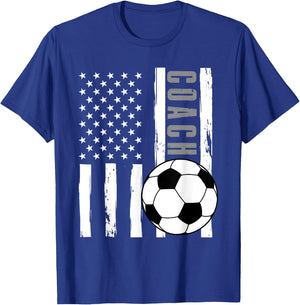 USA Flag Soccer Coach Funny Soccer Trainer American Outfit T-Shirt - T-Shirt | Royal