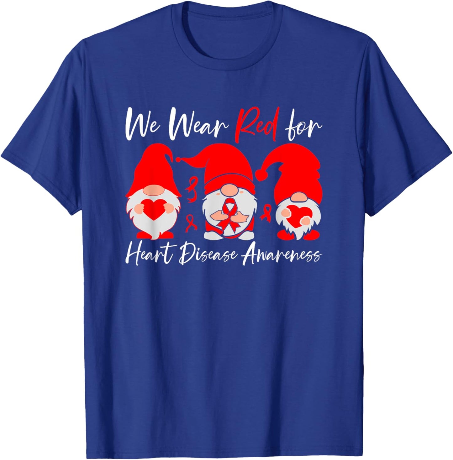 Heart Disease Awareness Gnome T-Shirt - T-Shirt | Royal