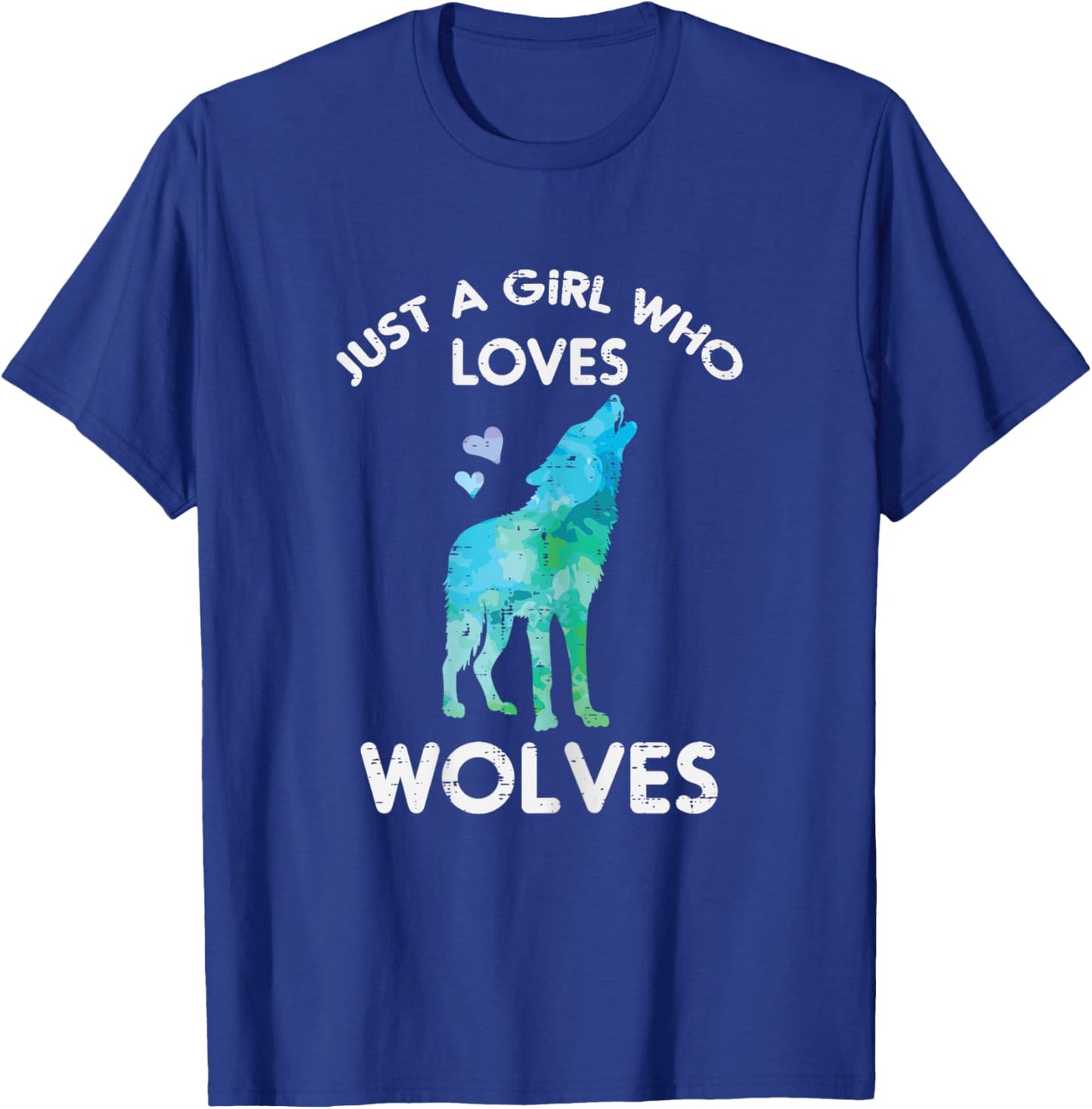 Just A Girl Who Loves Wolves Cute Animal Women Girls Kids T-Shirt - T-Shirt | Royal