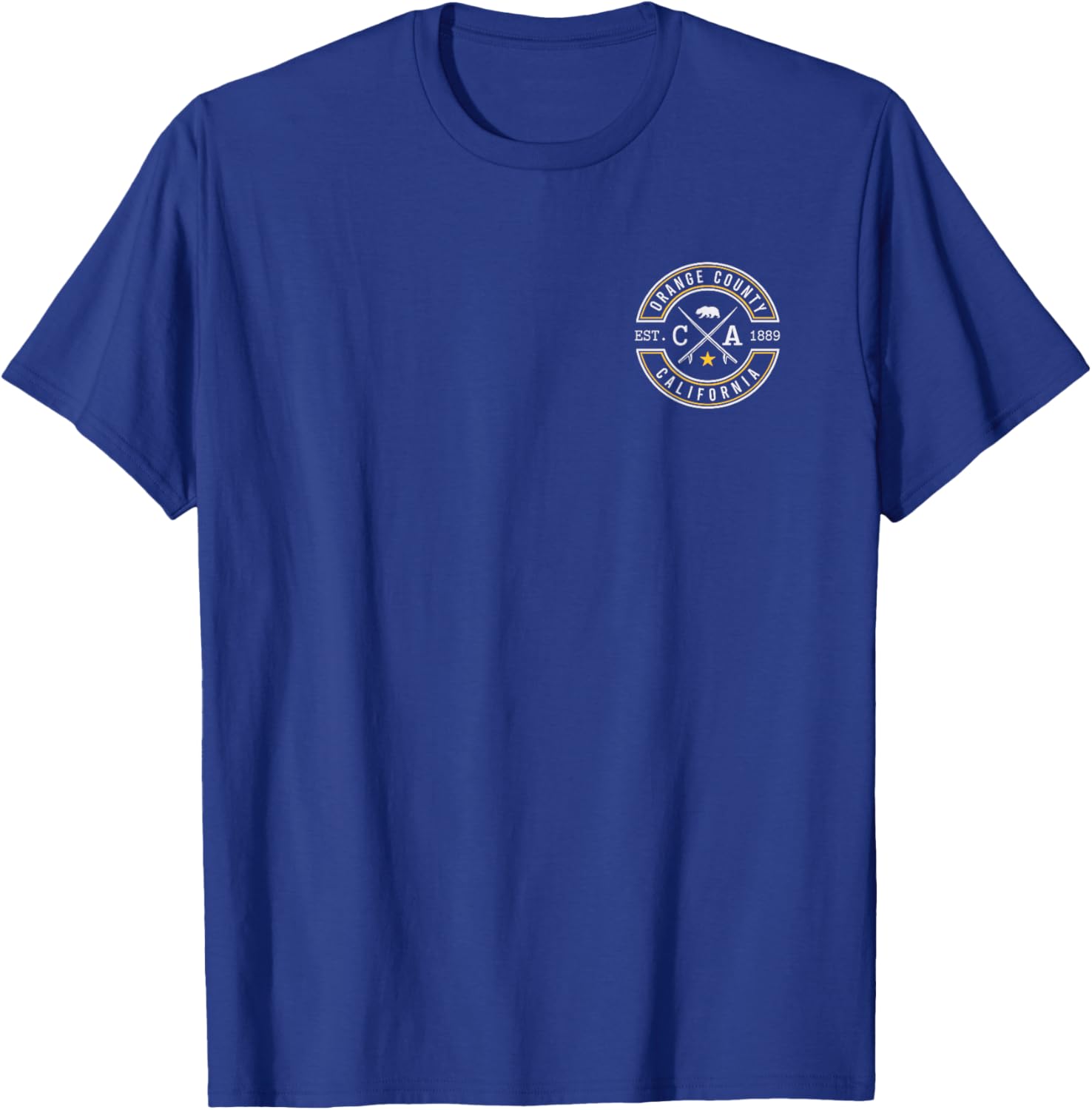 Orange County California CA Retro Surfer Beach Front & Back T-Shirt - T-Shirt | Royal