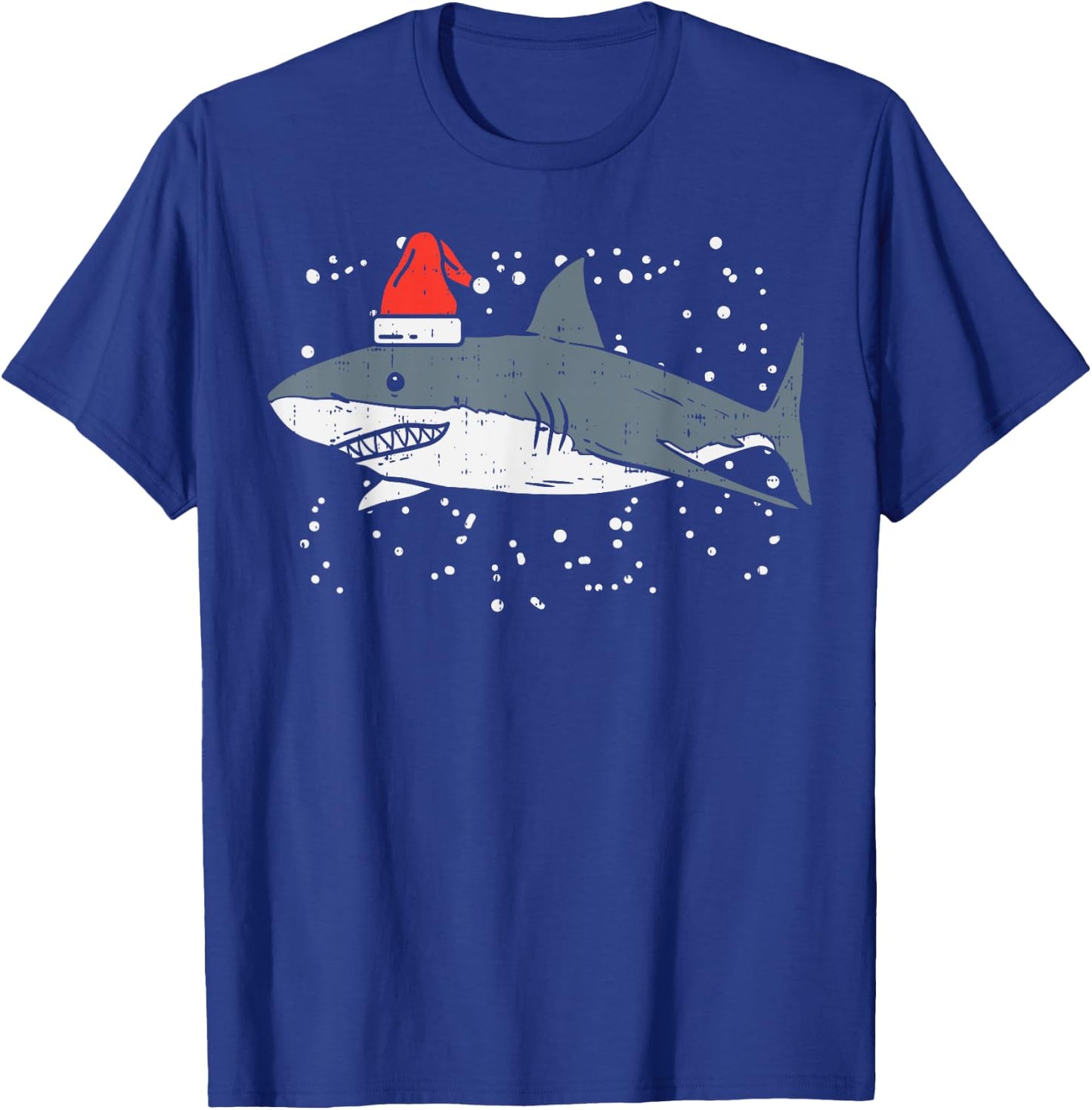 Shark Santa Hat Christmas Xmas Pajama Men Women Kids PJ T-Shirt - T-Shirt | Royal
