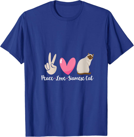 Siamese Cat Peace Love Siamese Cat V-Neck T-Shirt - T-Shirt | Royal