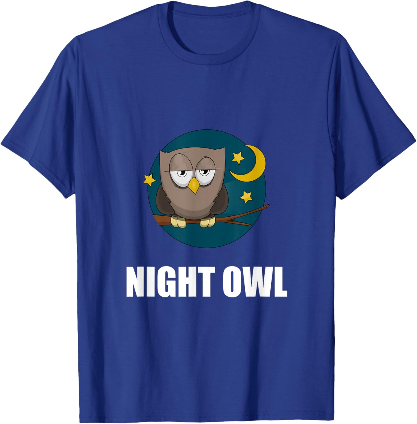 Night Owl Moon Cartoon Funny T-Shirt - T-Shirt | Royal