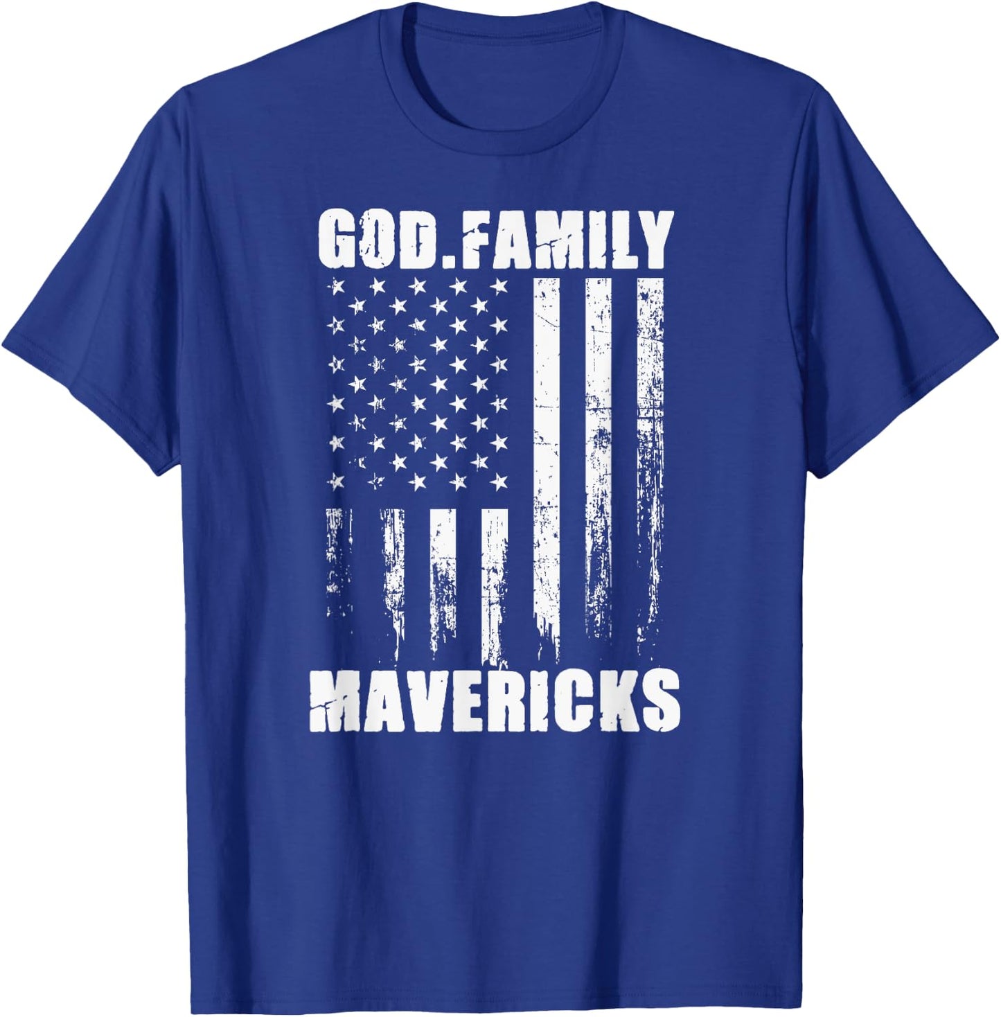 Marshall Mavericks God. Family. Vintage USA Flag T-Shirt - T-Shirt | Royal