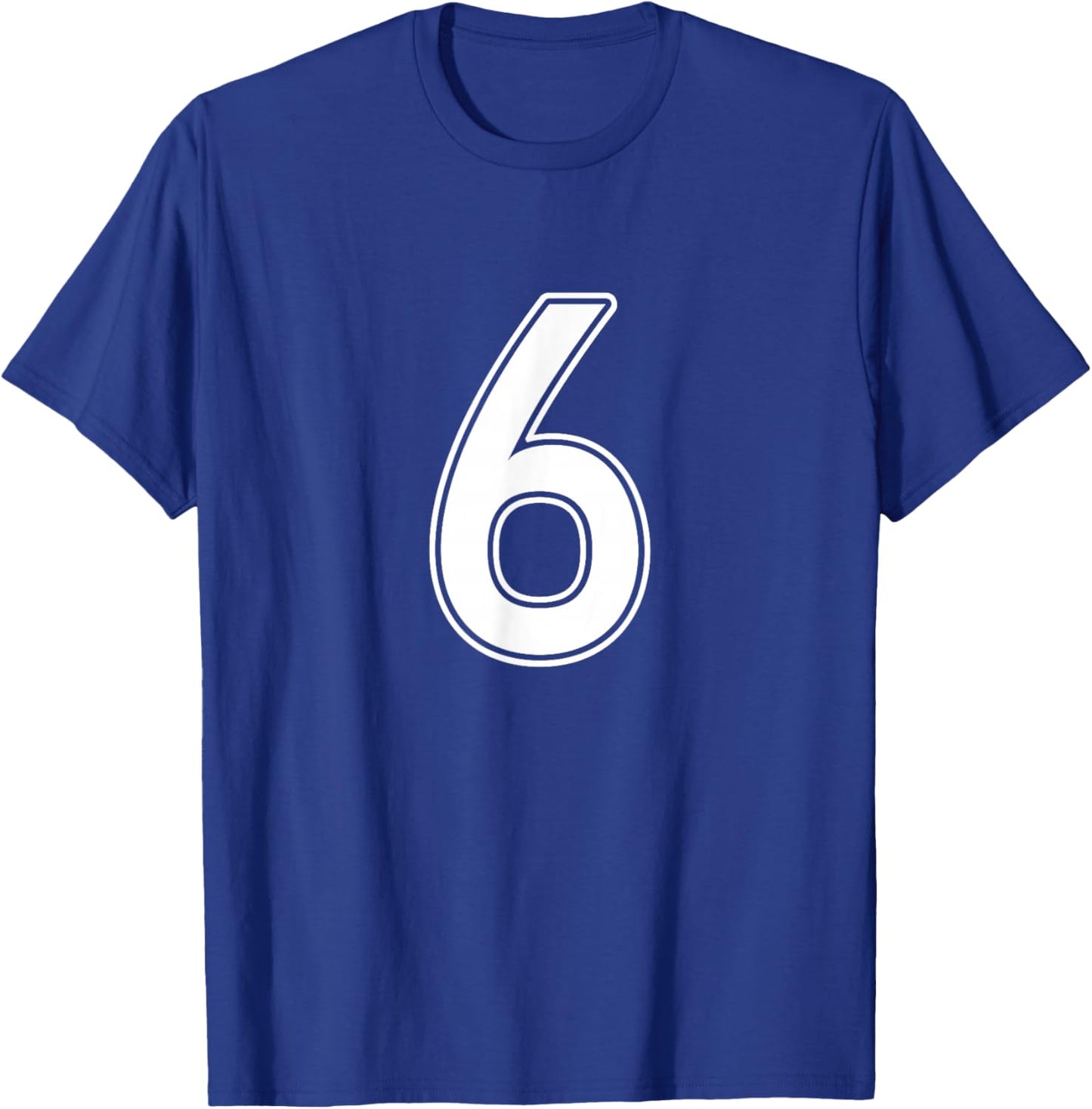 Number 6 White Sports Team T-Shirt - T-Shirt | Royal