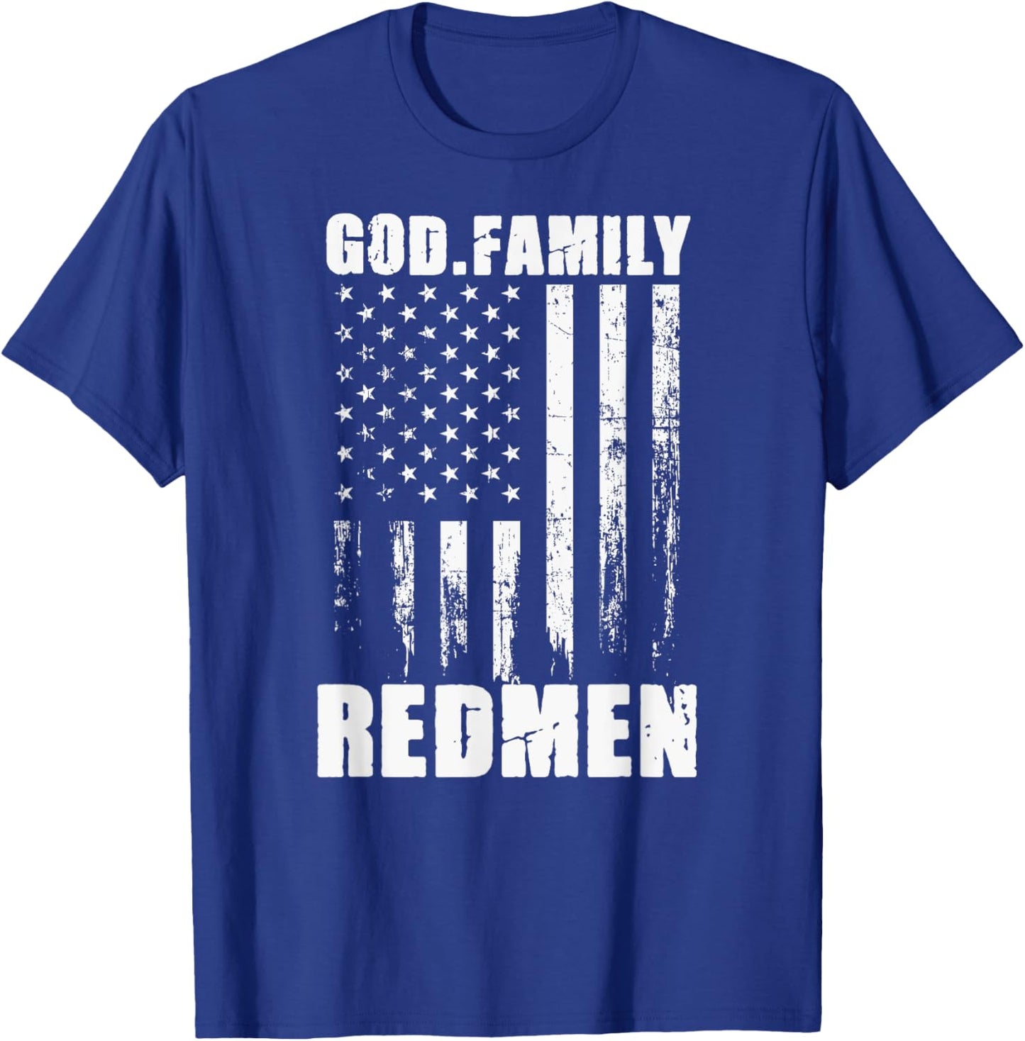 Rock Hill Redmen God. Family. Vintage USA Flag T-Shirt - T-Shirt | Royal