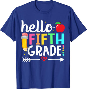 Hello Fifth Grade Team 5th Grade Teacher Back to School Men Women Girls Kids T-Shirt - T-Shirt | Royal