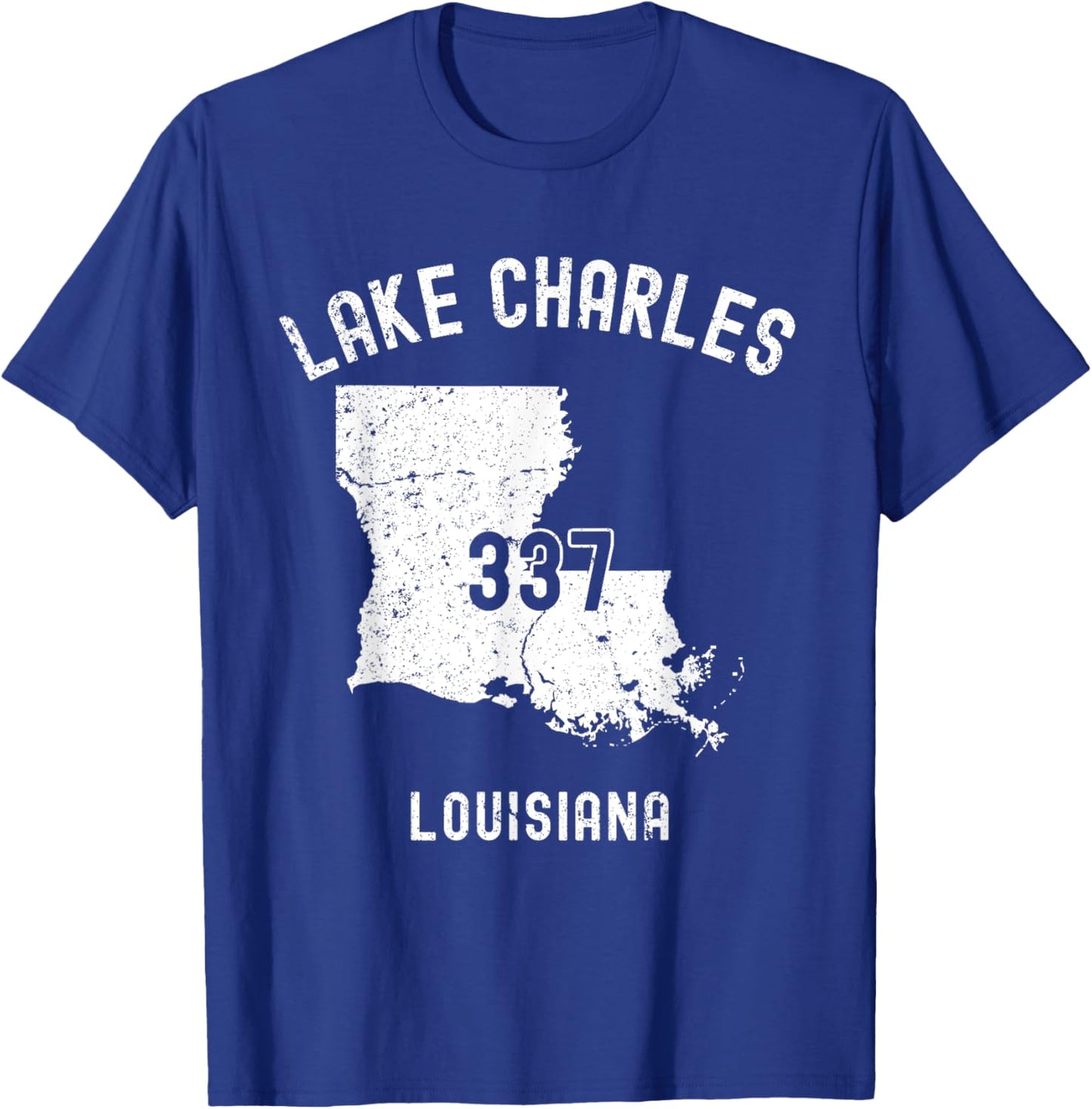 Lake Charles Louisiana LA 337 Vintage Athletic Style T-Shirt - T-Shirt | Royal