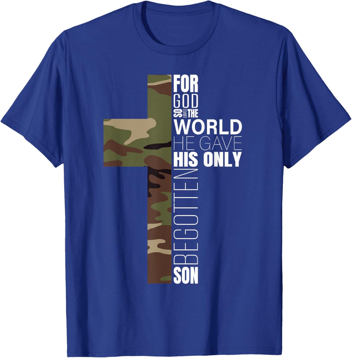 Green Camo Christian Cross Bible Verse Gifts Men John 3 16 Premium T-Shirt - T-Shirt | Royal