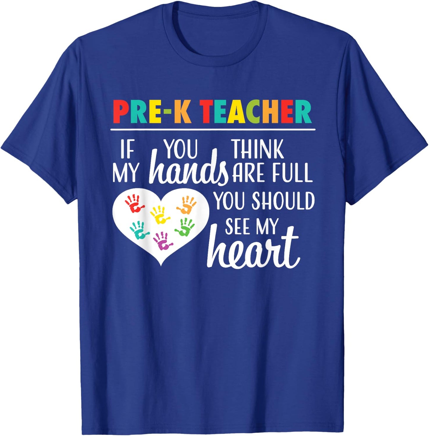 Pre K Teacher Cute Heart Appreciation T-Shirt - T-Shirt | Royal