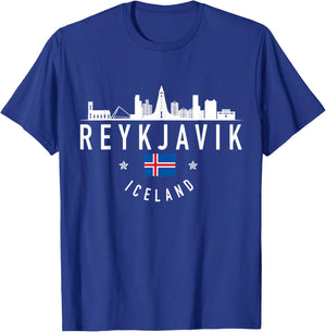 Reykjavik Iceland Skyline Flag Pride Souvenir T-Shirt - T-Shirt | Royal