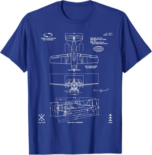 Grumman F4F-4 Wildcat Fighter Aircraft Technical Blueprint T-Shirt - T-Shirt | Royal