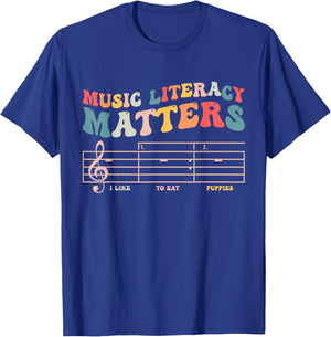 Music Literacy Matters I Like to Eat Puppies T-Shirt - T-Shirt | Royal