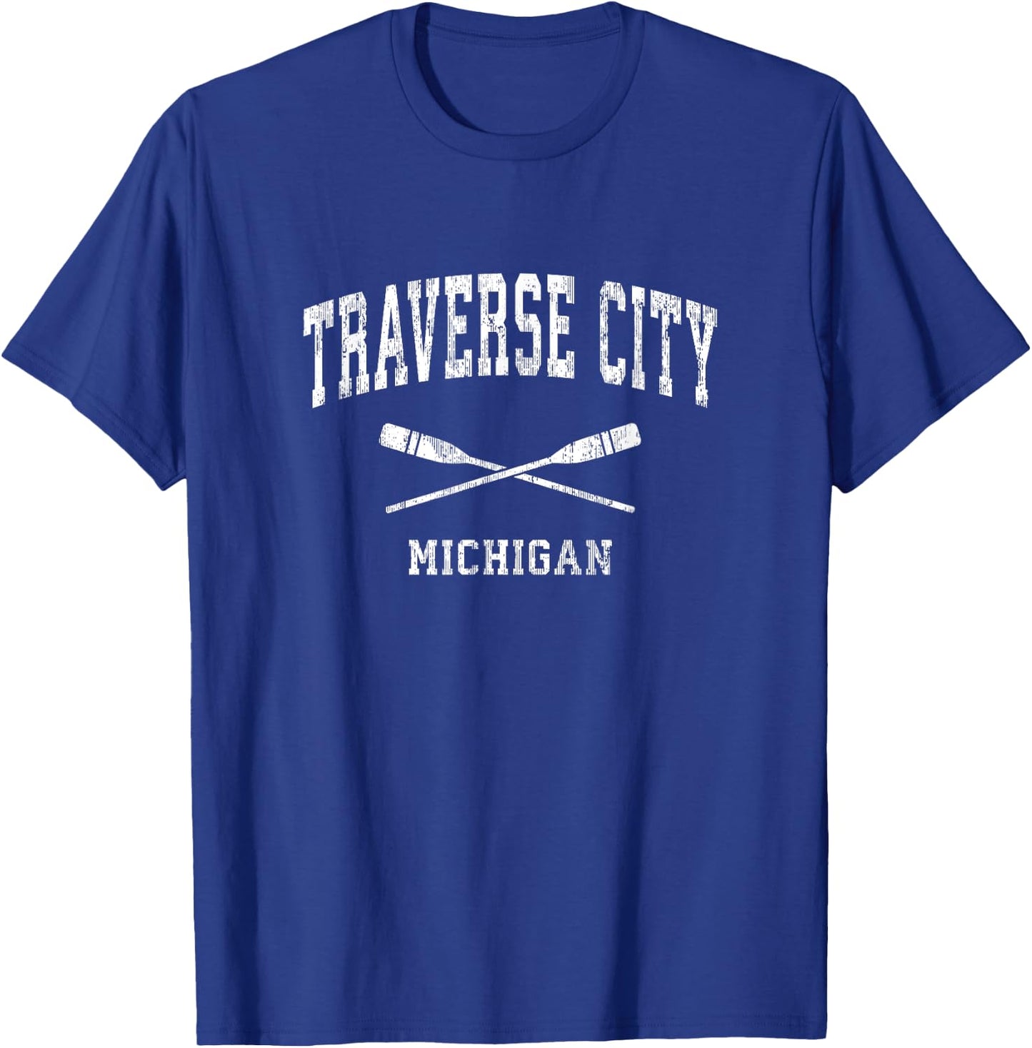 Traverse City Michigan Vintage Nautical Paddles Sports Oars T-Shirt - T-Shirt | Royal