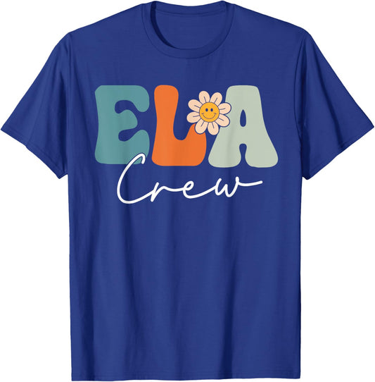 ELA Crew Team Retro Groovy Vintage First Day Of School T-Shirt - T-Shirt | Royal