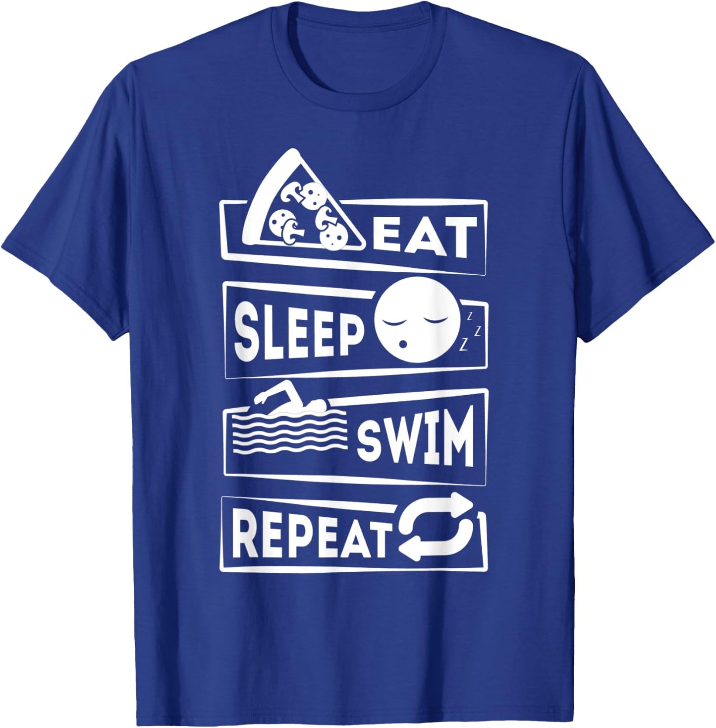 Eat Sleep Swim Repeat Swimming T-Shirt - T-Shirt | Royal