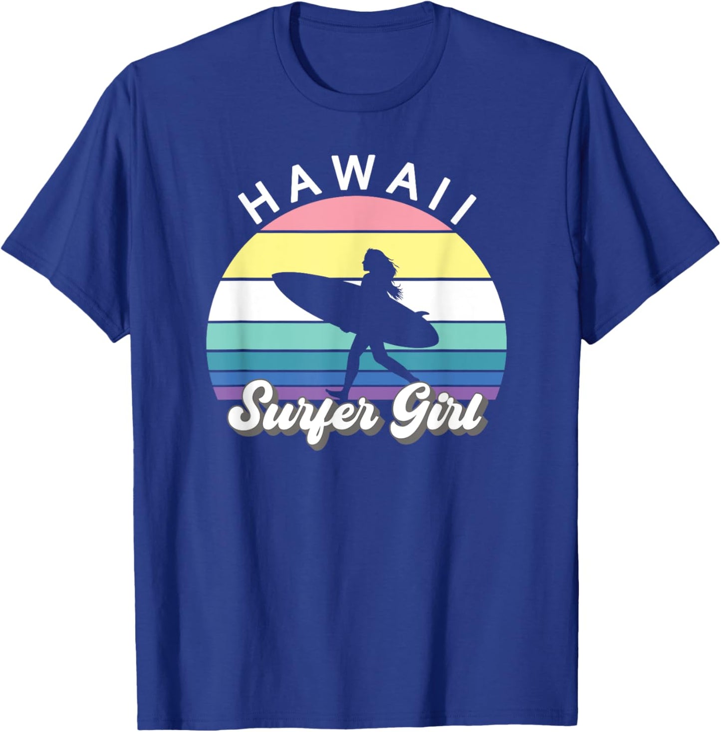 Surfer Girl Hawaii Vintage Hawaiian Surfing Surf Beach Cute T-Shirt - T-Shirt | Royal