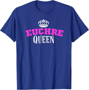 Euchre Card Game Queen Mom Gift Aunt Hearts Clubs T-Shirt - T-Shirt | Royal