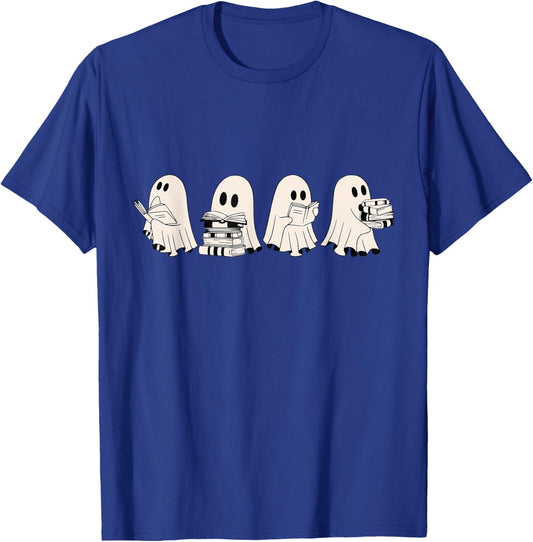 Funny Ghost Book Reading Halloween Books Lover Teacher Kids T-Shirt - T-Shirt | Royal
