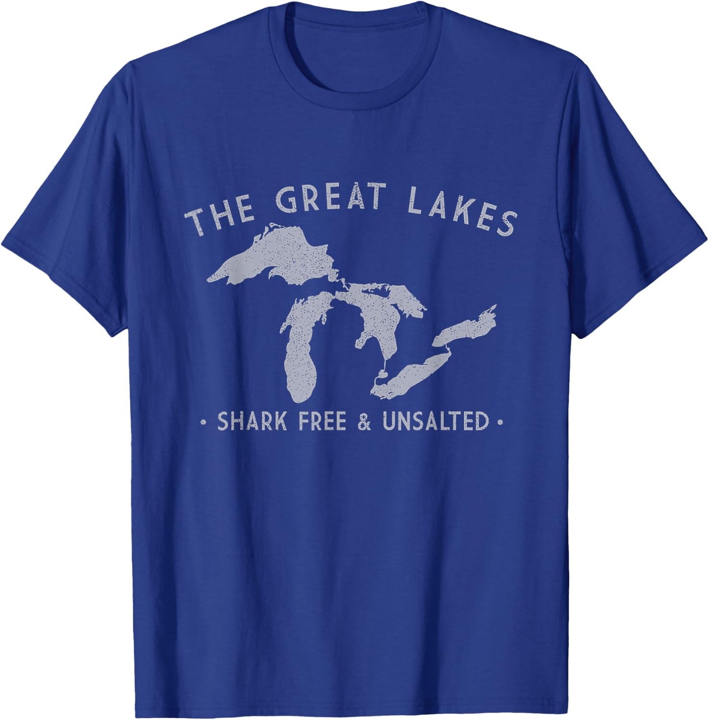 Great Lakes Shark Free And Unsalted Funny Vintage T-Shirt - T-Shirt | Royal