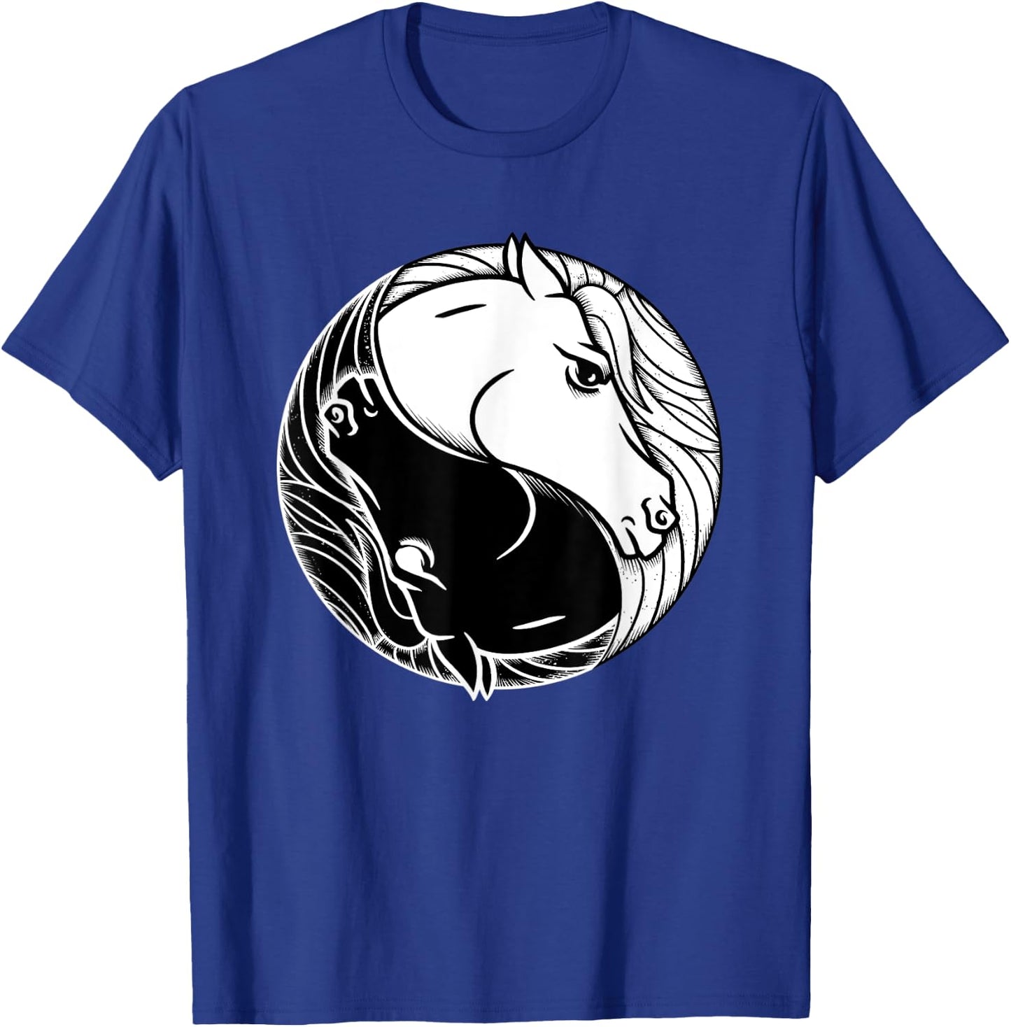 Horse Yin And Yang - Tai Chi Symbol Equine Animal T-Shirt - T-Shirt | Royal