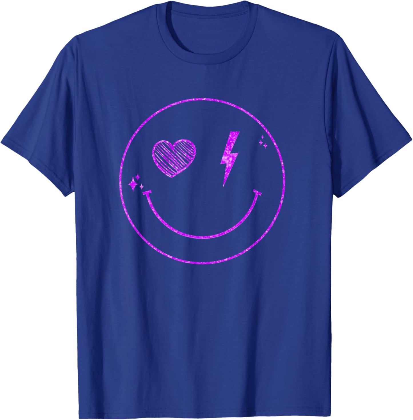Purple Heart Lightening Smile Purple Color Graphic T-Shirt - T-Shirt | Royal